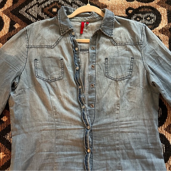 Elle Denim Shirt Light Blue size L Women - Picture 3 of 13